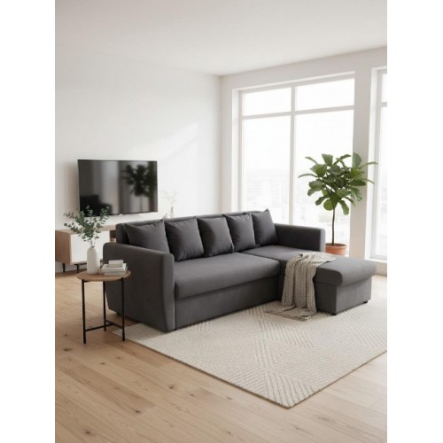 Угловой диван велюр серый Мартин 