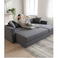 Угловой диван велюр серый Мартин 