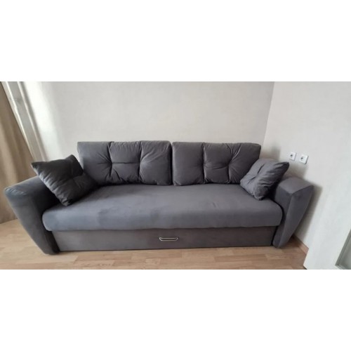 Дивaн кровать Амстeрдам L велюp серый