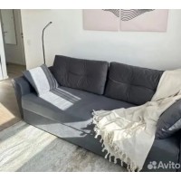 Дивaн кровать Амстeрдам L велюp серый