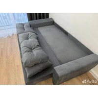 Дивaн кровать Амстeрдам L велюp серый