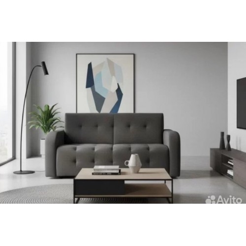 Диван офисный велюр черный Оксфорд