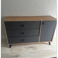 Комод 3 ящика Байкал (со створкой), Дуб Золотой, Графит