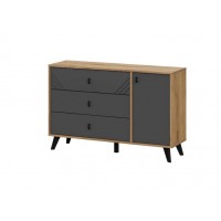 Комод 3 ящика Байкал (со створкой), Дуб Золотой, Графит Комод 3 ящика Байкал (со створкой), Дуб Золотой, Графит