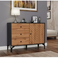 Комод Лофт 59.02 черный/дуб золотой