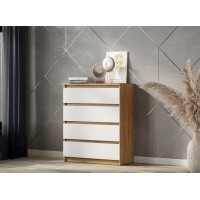 Комод 4 ящика Денвер, Дуб золотой, Белый