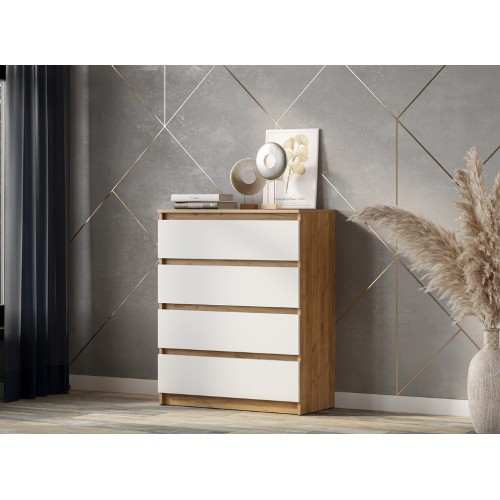Комод 4 ящика Денвер, Дуб золотой, Белый