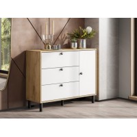Комод КМ 25 3 ящика Дуб золотой Белый Комод КМ 25 3 ящика Дуб золотой Белый