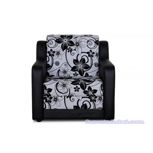 Кресло кровать «Мюнхен» (рогожка цветы, коричневый кожзам)