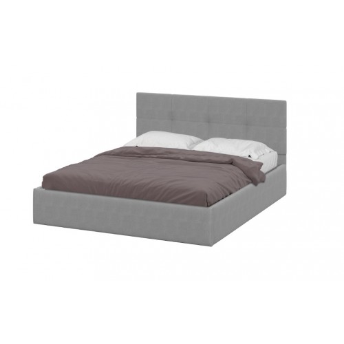 Кровать с мягким изголовьем №4 серая