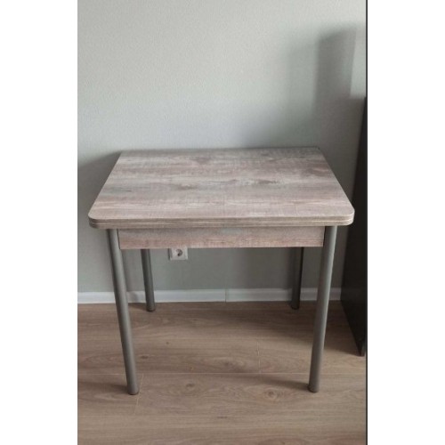 Cтол обеденный раскладной Эко 80х60  / бетон темный/металлик