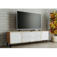 Тумба под ТВ Парус-10 Дуб крафт золотой, Карбон фарфор